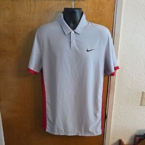 Nike Tiger Woods Collection Polo Shirt Mens Medium Gray Red Short Sleeve